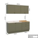Ver imagem 4 de Cozinha Compacta Modulada 6 Portas 3 Gavetas 100% MDF 1 Tampo Sevilha Verde/Hill