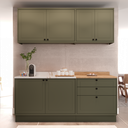 Ver imagem 2 de Cozinha Compacta Modulada 6 Portas 3 Gavetas 100% MDF 1 Tampo Sevilha Verde/Hill