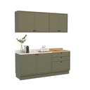 Ver imagem 3 de Cozinha Compacta Modulada 6 Portas 3 Gavetas 100% MDF 1 Tampo Sevilha Verde/Hill