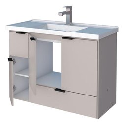Gabinete Para Banheiro Madeira Orquídea 80 Com Lavatório Cozimax Nude - 3