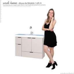 Gabinete Para Banheiro Madeira Orquídea 80 Com Lavatório Cozimax Nude - 6