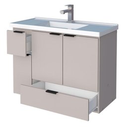 Gabinete Para Banheiro Madeira Orquídea 80 Com Lavatório Cozimax Nude - 4