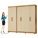 Ver imagem 5 de Guarda-Roupa Casal 6 Portas 4 Gaveta com Pés San Francisco Off White/Carvalho