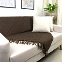 Ver imagem 2 de Kit 2 Mantas Para Sofá Marrom e Caramelo 240x180 em Algodão