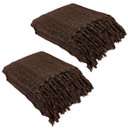 Ver imagem 1 de Kit 2 Mantas para Sofá Marrom e Caramelo 240x180 em Algodão