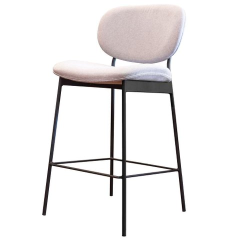 Banqueta June Tecido Rustico Cinza com Base Aço Tubular 95 Cm - 72903