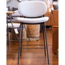 Ver imagem 2 de Banqueta June Tecido Rustico Cinza com Base Aço Tubular 95 Cm - 72903