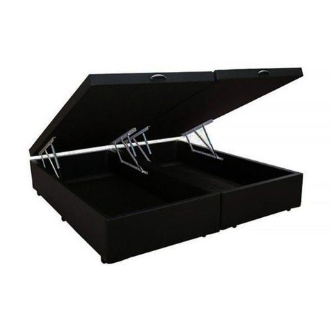 Base Box Baú King Bipartido Khouse Suede Preto 40x192x203