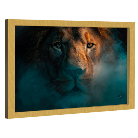 Quadro Decorativo Leão na Fumaça