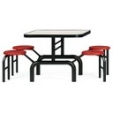 Ver imagem 2 de Mesa para Refeitório Escamoteável 04 Lugares Mdp Branco de 25 Mm - Assento Vermelho - 50402