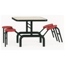Ver imagem 5 de Mesa para Refeitório Escamoteável 04 Lugares Mdp Branco de 25 Mm - Assento Vermelho - 50402