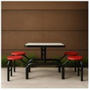 Ver mais imagens de Mesa para Refeitório Escamoteável 04 Lugares MDP Branco de 25 mm - Assento Vermelho - 50402