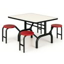 Ver imagem 4 de Mesa para Refeitório Escamoteável 04 Lugares Mdp Branco de 25 Mm - Assento Vermelho - 50402