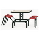 Ver imagem 3 de Mesa para Refeitório Escamoteável 04 Lugares Mdp Branco de 25 Mm - Assento Vermelho - 50402