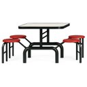 Ver imagem 2 de Mesa para Refeitório Escamoteável 04 Lugares MDP Branco de 25 mm - Assento Vermelho - 50402
