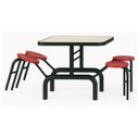 Ver imagem 3 de Mesa para Refeitório Escamoteável 04 Lugares MDP Branco de 25 mm - Assento Vermelho - 50402