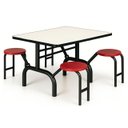 Ver imagem 1 de Mesa para Refeitório Escamoteável 04 Lugares MDP Branco de 25 mm - Assento Vermelho - 50402