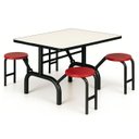 Ver imagem 1 de Mesa para Refeitório Escamoteável 04 Lugares Mdp Branco de 25 Mm - Assento Vermelho - 50402