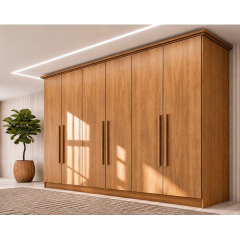 Guarda-Roupa 6 Portas 6 Gavetas Leblon Marrom/Cinamomo