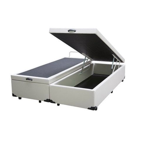 Base Box Baú King Bipartido Khouse Sintético Branco 40x192x203