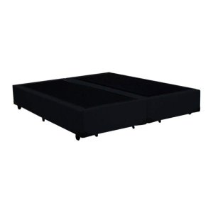 Base Box King Bipartido Khouse Suede Preto 40x192x203