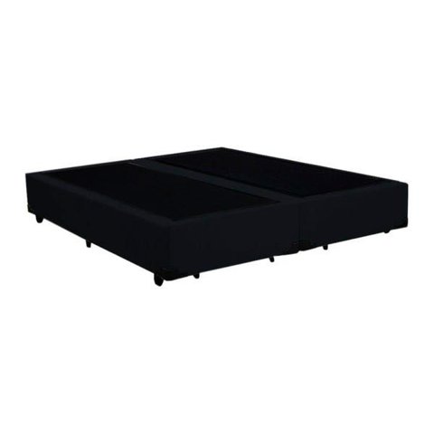 Base Box King Bipartido Khouse Suede Preto 40x192x203