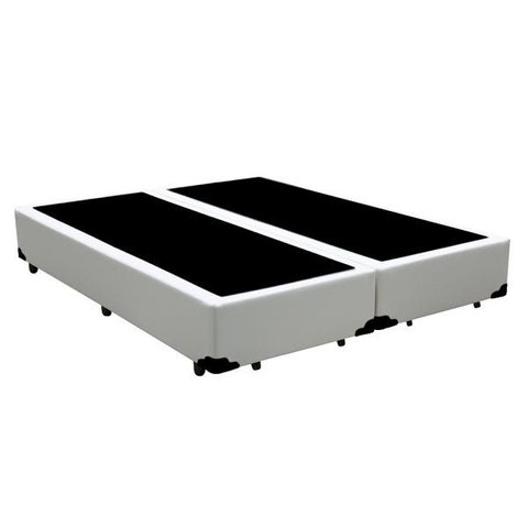 Base Box Casal Bipartido Khouse Sintético Branco 40x138x188