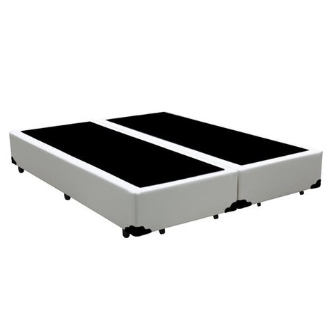 Base Box Casal Bipartido Khouse Sintético Branco 40x138x188