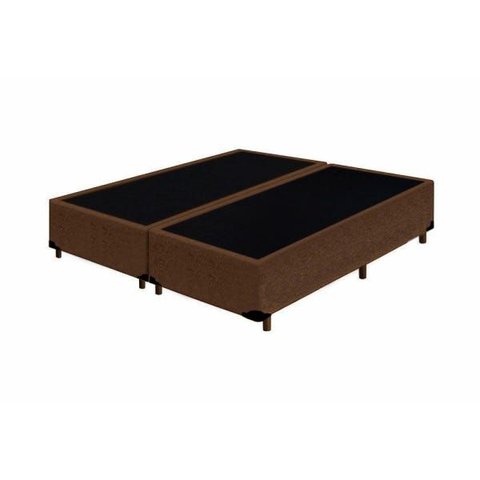 Base Box Casal Bipartido Khouse Suede Marrom 40x138x188