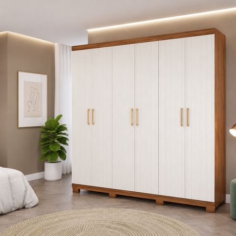 Guarda Roupa Maya 6 Portas Flex 3 Gavetas em MDF - Panan