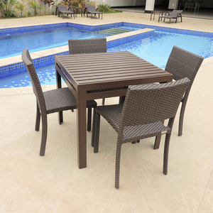 Mesa Quadrada de Alumínio com 4 Cadeiras para Jardim e Piscina