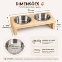 Ver imagem 2 de Comedouro Elevado PET Duplo Bebedouro Madeira Inox Suporte Duas Tigelas Cao Gato Cachorro Luxo