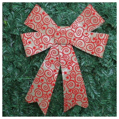Kit 20 Enfeite Árvore Natal Laço Arabesco com Veludo 42 Cm