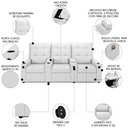 Ver imagem 3 de Poltrona do Papai Reclinável Mallie 3 Lugares Baú Usb Fh9 Pu Branco - Mpozenato