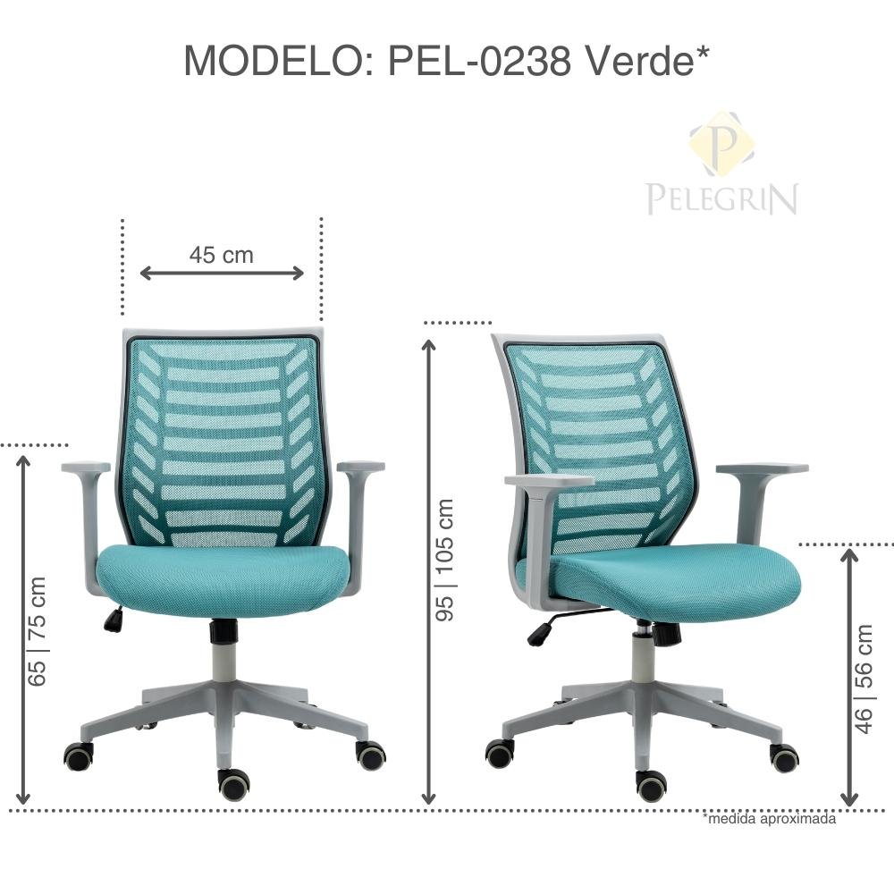 Cadeira de Escritório Diretor Pelegrin Pel-0238 Cinza e Verde - 2