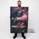 Ver imagem 2 de Quadro Decorativo Buda e As Flores em Tela Canvas Tacolado Moldura Flutuante 4,5cm Preta 80 X 120cm