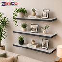 Ver imagem 4 de Kit 3 Prateleiras MDF 60x20cm Flutuantes Cinza Suporte Invisível