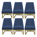 Ver imagem 1 de Kit 06 Cadeiras para Sala de Jantar Ana Base de Ferro Suede Azul Marinho - D'classe Decor