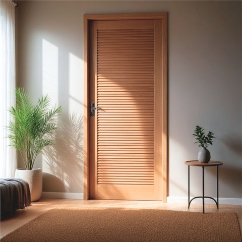 Folha de Porta Maciça em Eucalipto Acabamento Natural 210x70cm PM09 Veneziana Cruzeiro Portas