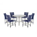 Ver imagem 1 de Mesa Ascoli 120 Cm com 6 Cadeiras Cannes de Alumínio Trama Azul