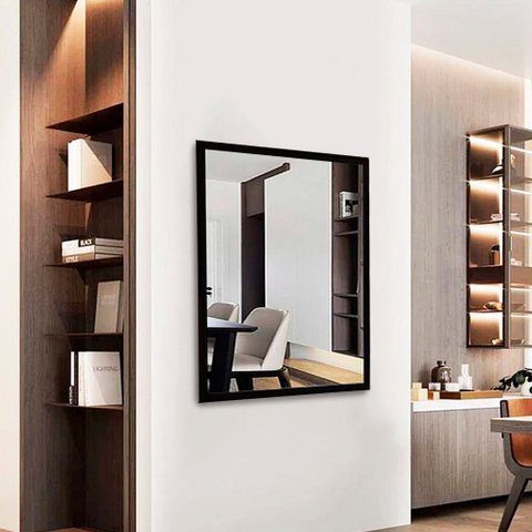 Espelho Decorativo com Moldura Dupla Empório do Adesivo Moldura Preta 120 X 80cm
