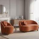 Ver imagem 2 de Conjunto 01 Poltrona + Sofá Curvo Orgânico Amsterdã Bouclê Terracota - Montanari's Decor