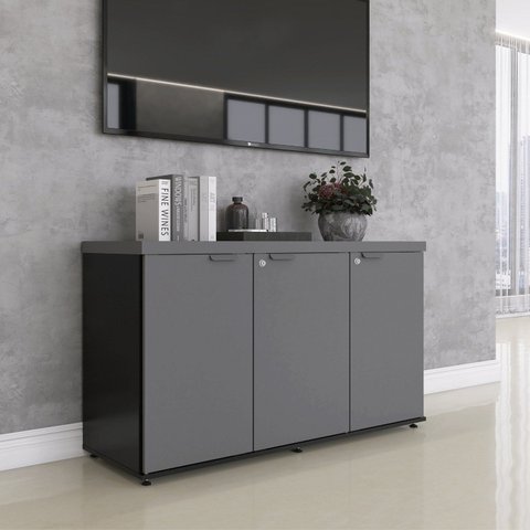 Armário para Escritório 3 Portas com Chave 121.5cm PE40 Cinza
