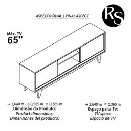 Rack Atlas com Portas de Correr para Tv até 70" Ideal para Sala Pequena:cumaru - 6