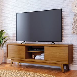 Rack Atlas com Portas de Correr para Tv até 70" Ideal para Sala Pequena:cumaru