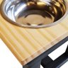 Comedouro M Elevado Madeira 2 Potes Inox P/ Cães E Gatos - 3