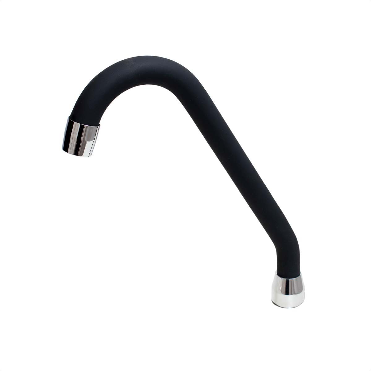 Tubo J Silicone Preto Arejador Fixo Latão Cromado - 2