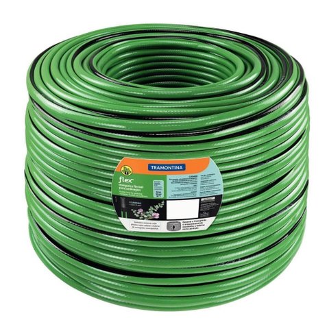 Mangueira para Jardim Flexível Reforçada Tramontina 100m Pvc 4 Camadas Verde Jardinagem