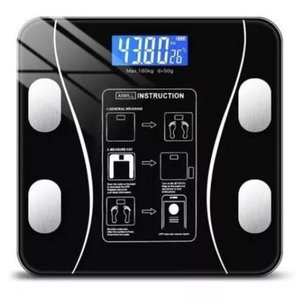 Balança Digital Inteligente Bioimpedância Peso Corporal 140kg Preta Monitor Saúde Precisão Fácil Uso