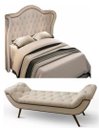 Ver imagem 1 de Kit Cabeceira para Cama King 195 cm Monaco e Recamier Veneza com Tachas - Linho Bege